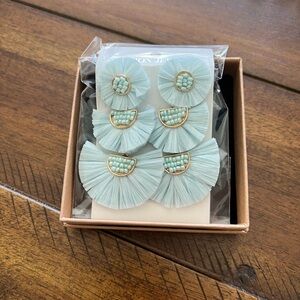 Baby blue fan earrings
